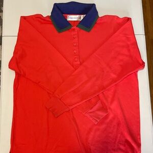 Robert Scott Ltd. Vintage long sleeve polo with green and blue collar